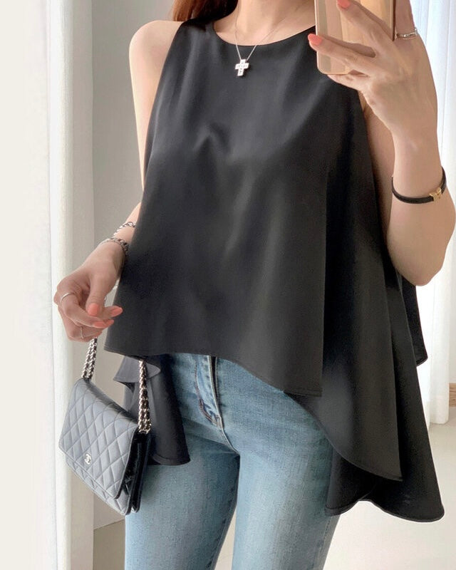 Flared Sleeveless Blouse