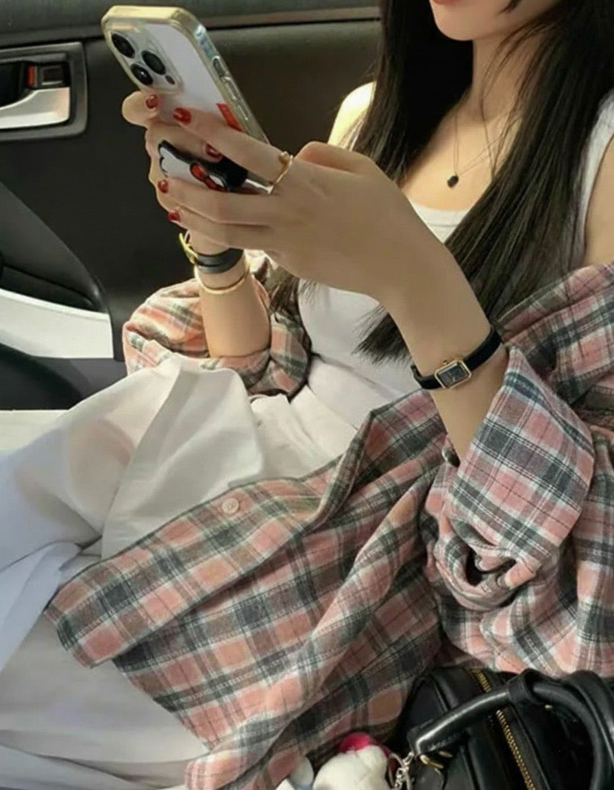 Pink Check Overfit Shirt