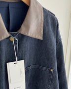Leather Collar Denim Jacket