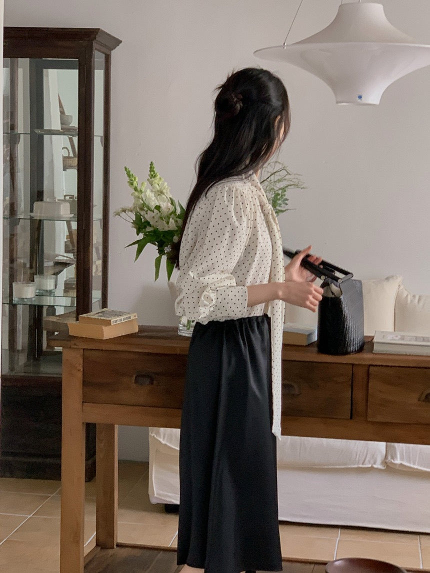 Polka Dot Ribbon Blouse