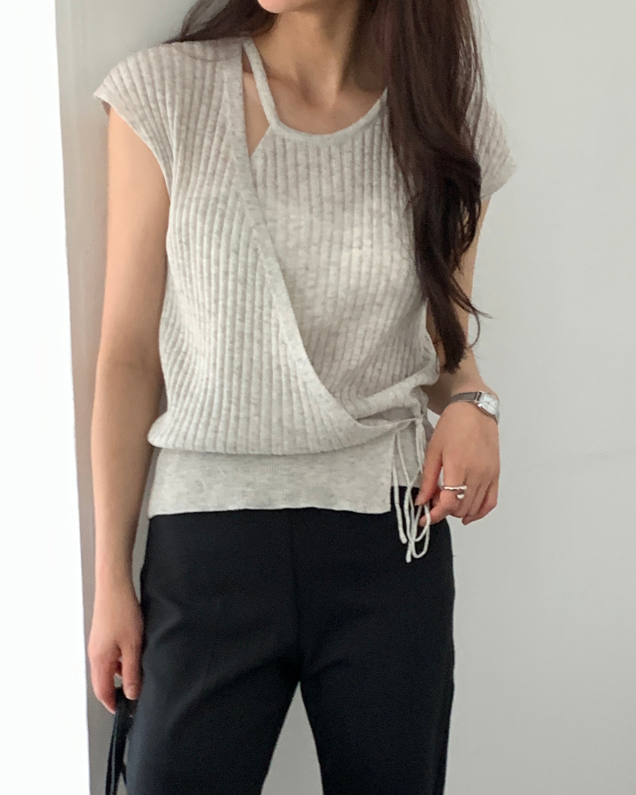 Wrap Cap-Sleeve Knit