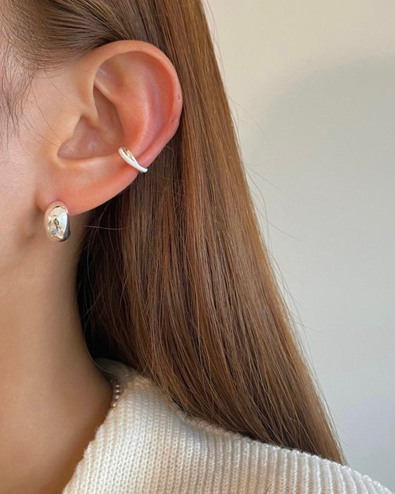 Silver C Volume Earrings