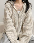 Hoodie Cable Knit Zip-Up