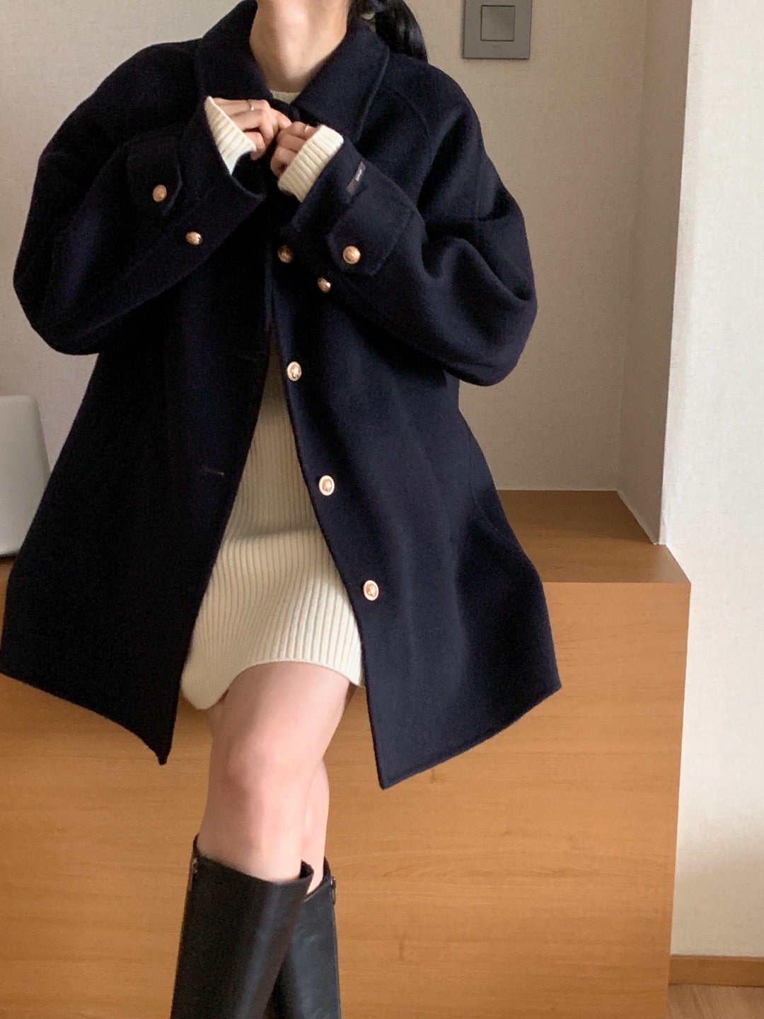 Premium Clair Wool Coat with Inner Padded Vest