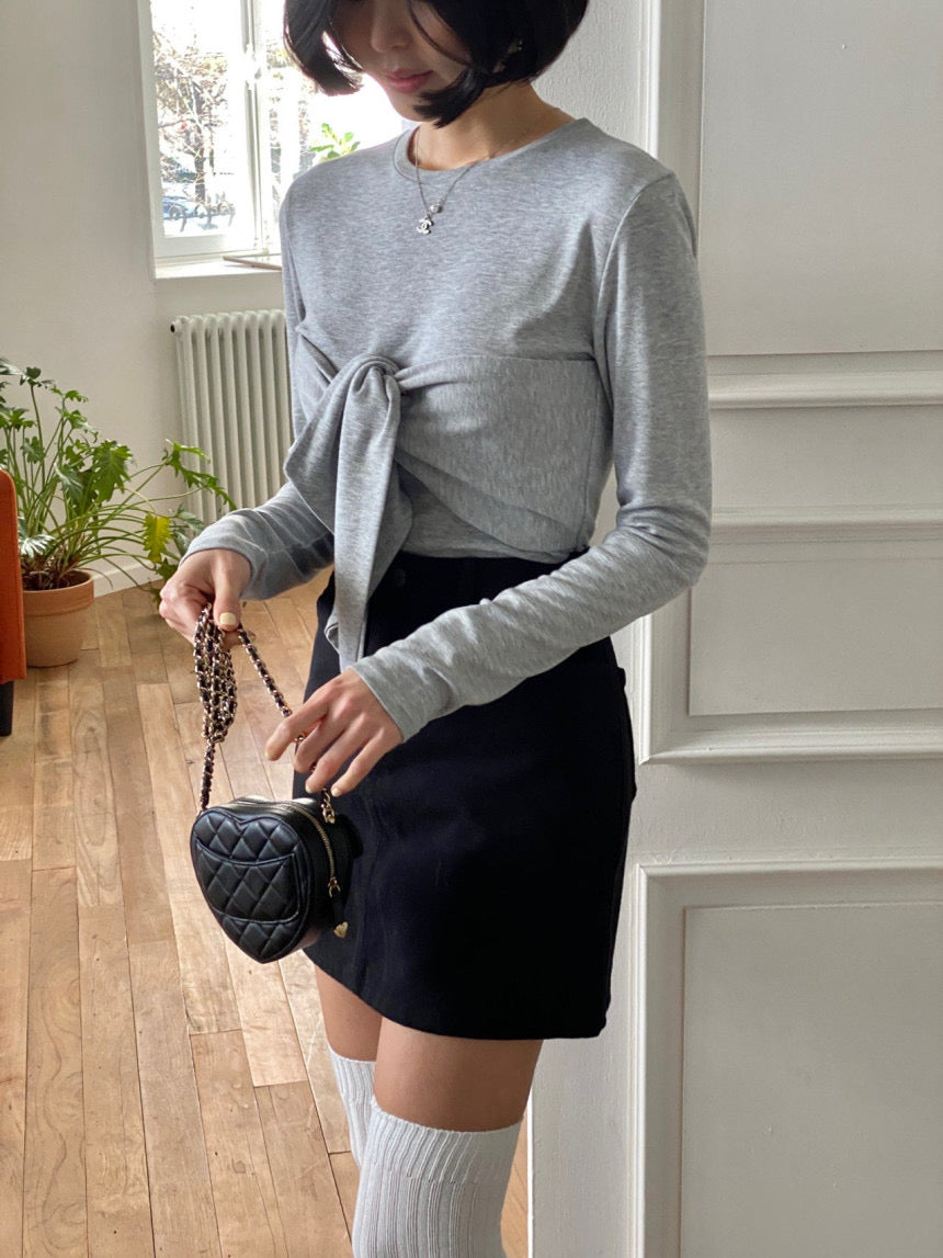 Ribbon Bustier Long Sleeves Tee