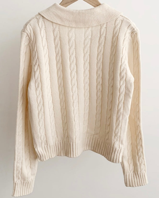 Cable Knit Zip-Up Cardigan