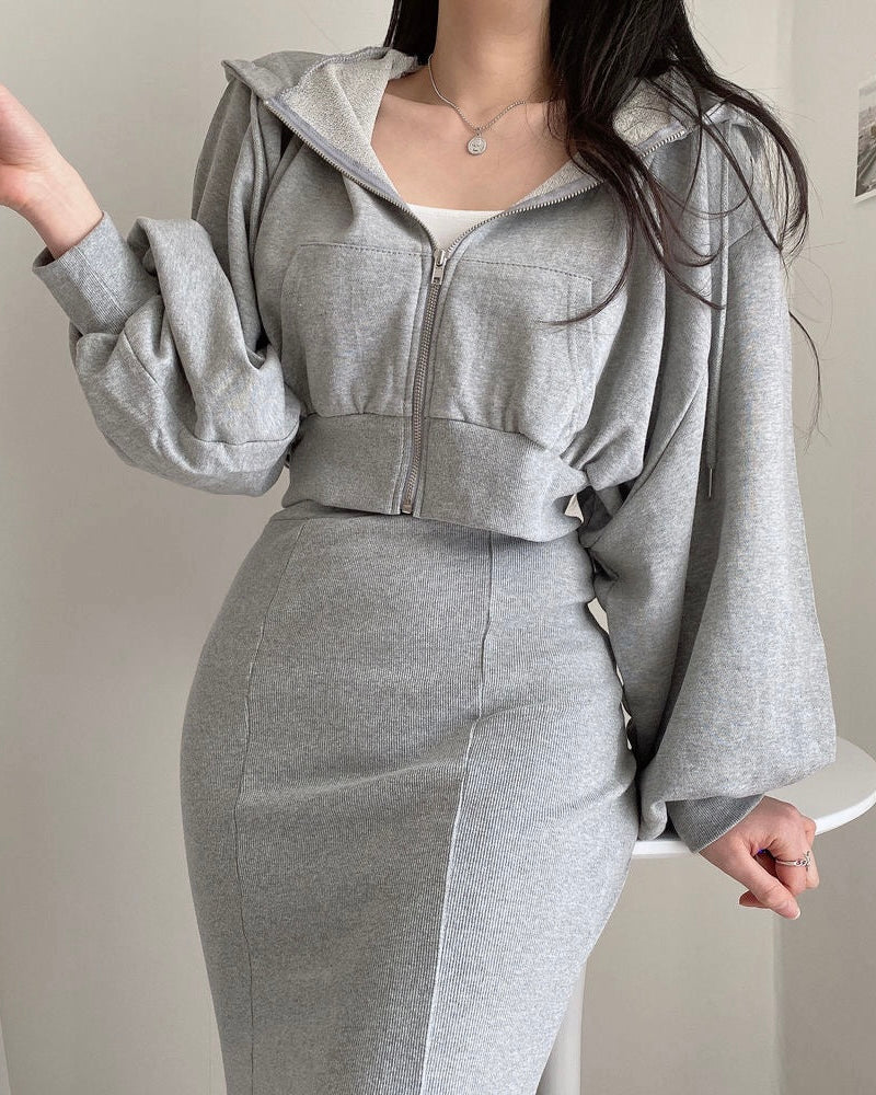 Miranda Hoodie Zip Up & Mermaid Skirt Set
