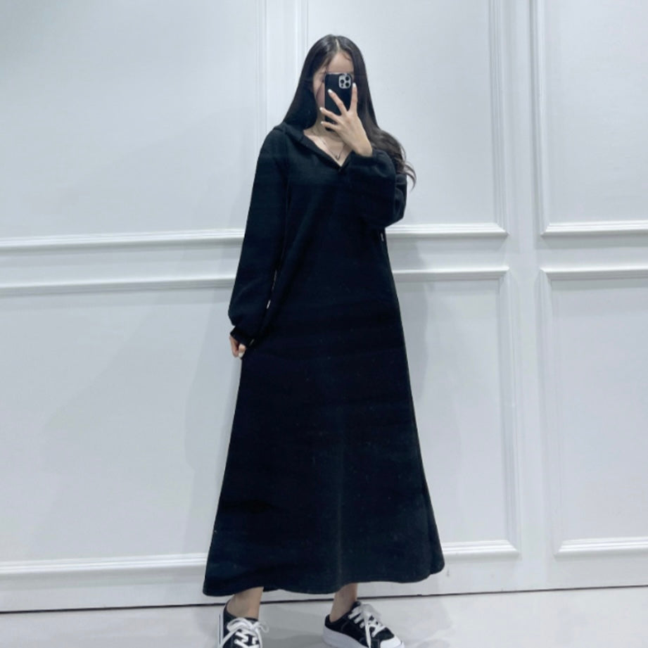 Fleece Hoodie Long Dress