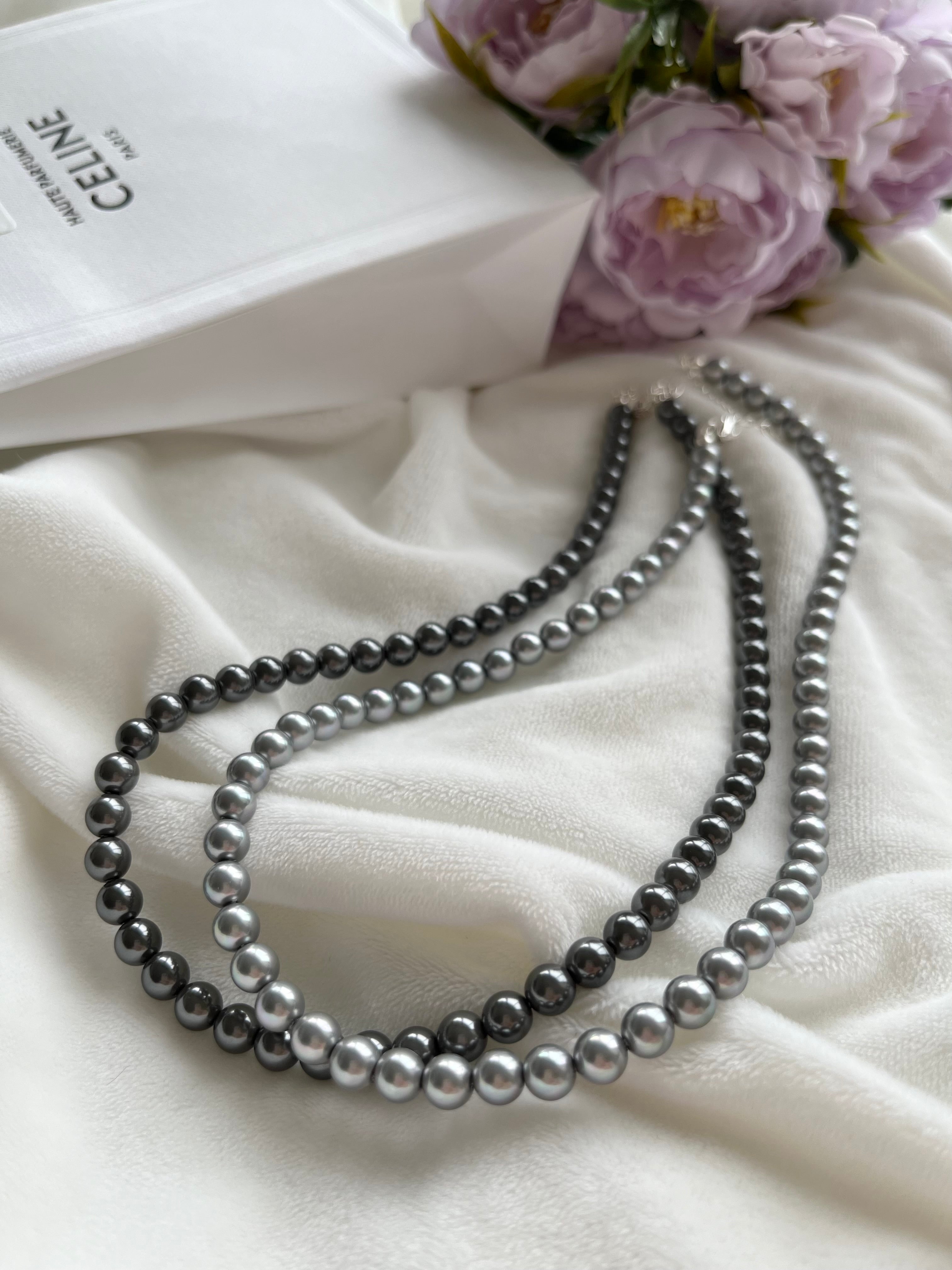 Grey Pearl Silver Necklace