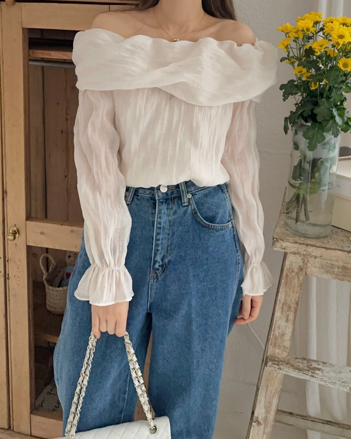 Piano Off-Shoulder Blouse