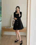 Square-Neck Tweed Dress