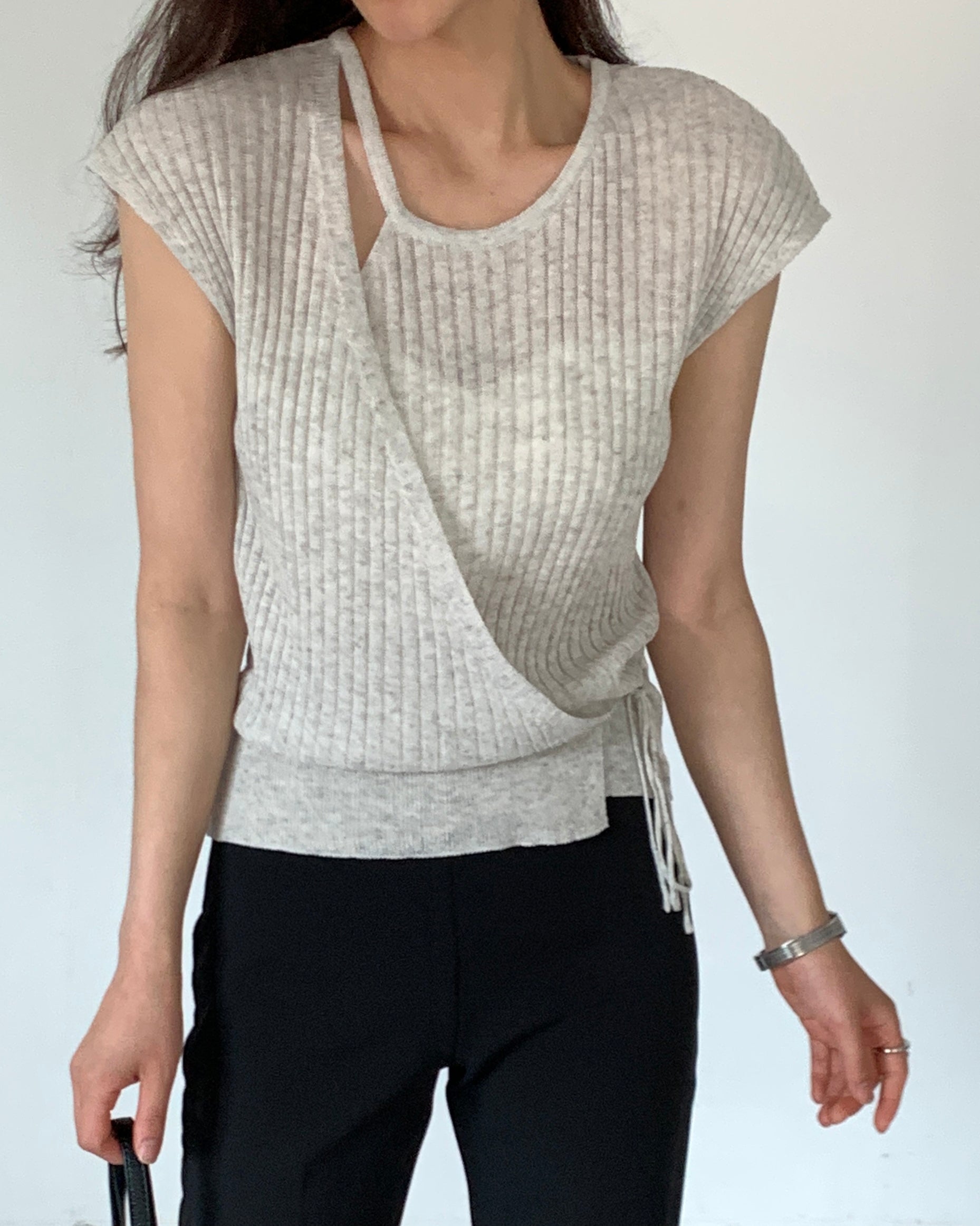 Wrap Cap-Sleeve Knit