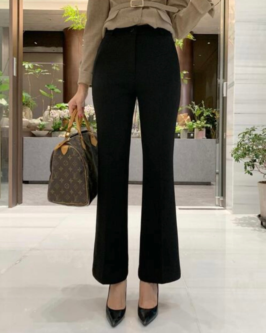 [S,M] Hidden Banding Flared Slacks