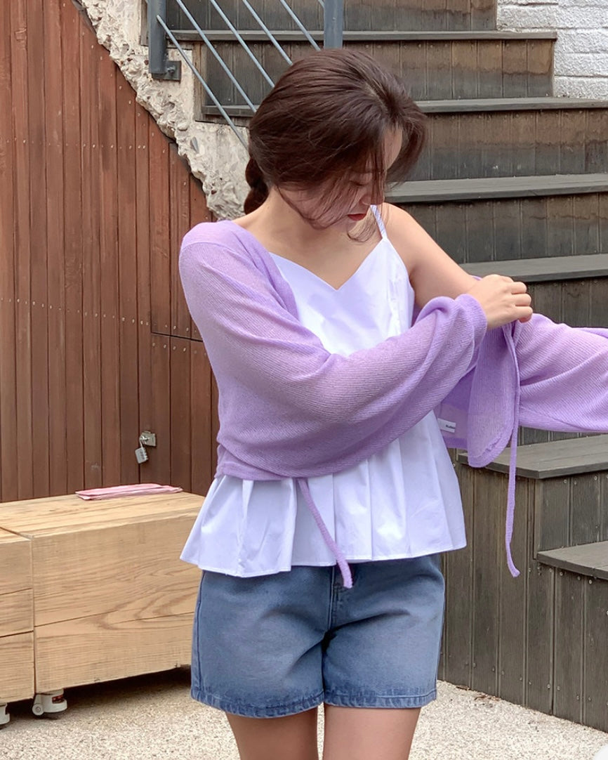 Shirring Adjustable Strap Blouse
