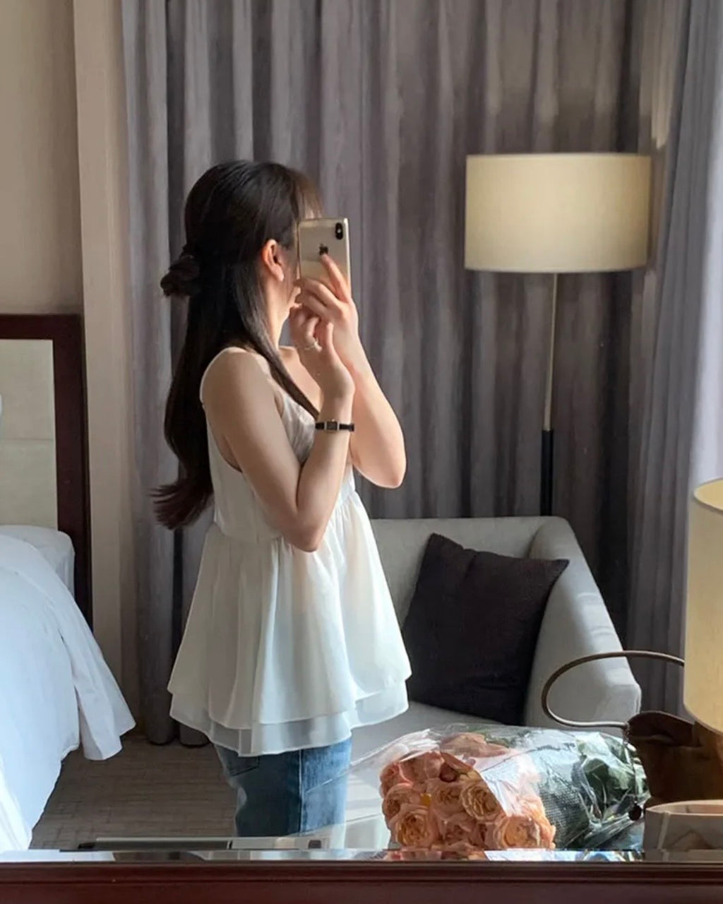 Ribbon Flare Cami Blouse