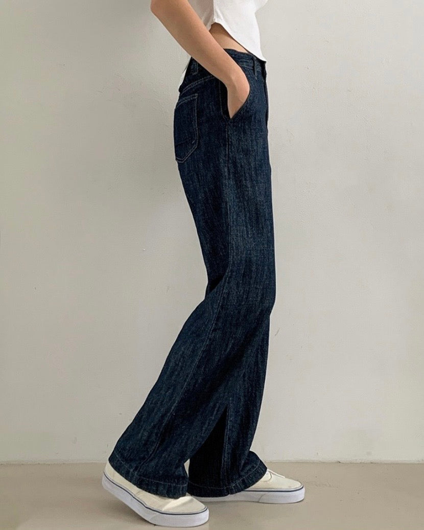 [S,M,L] Lightweight Banding Denim (Dark-Wash)