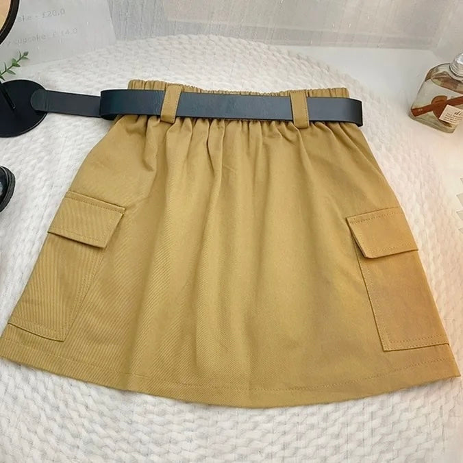 Cotton Pocket Skirt ( Belt included )