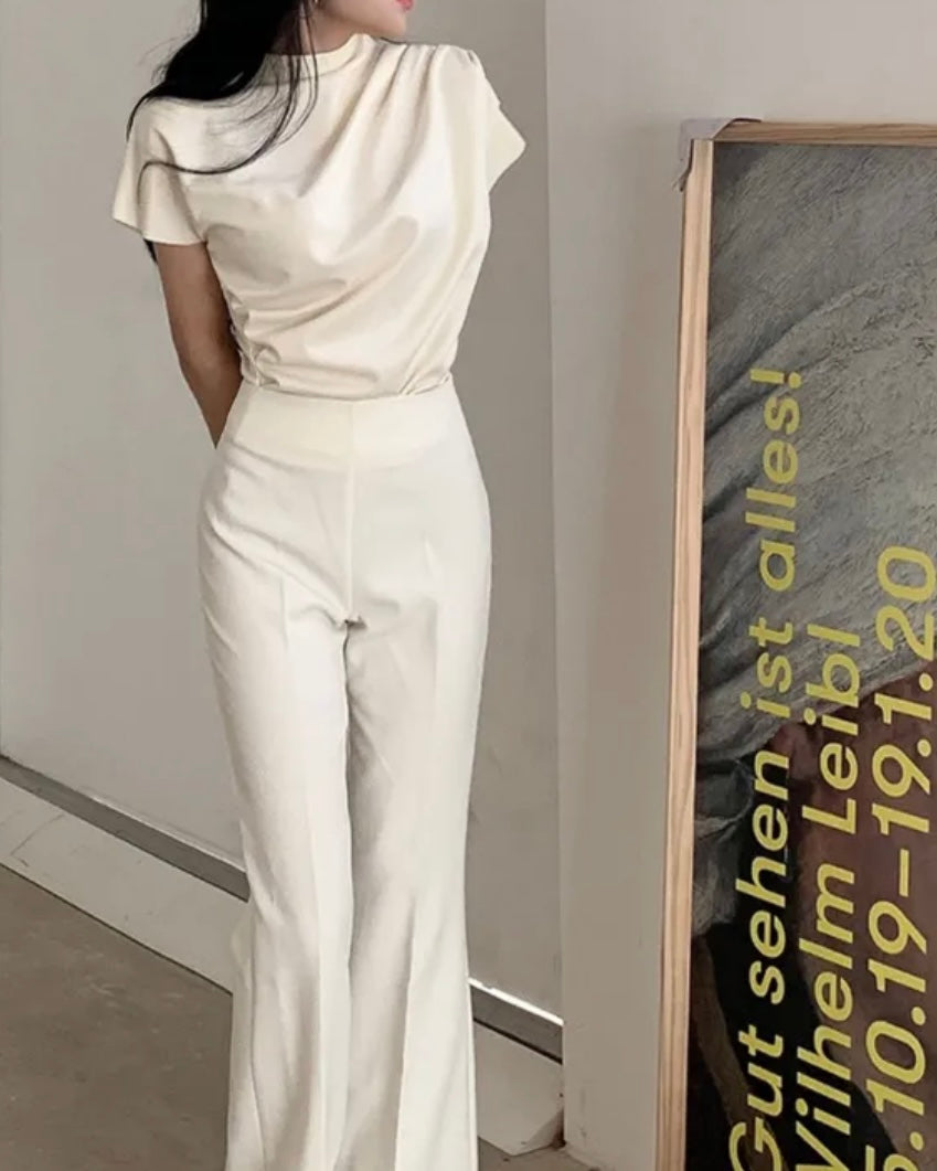 Shirring Half-Neck Top