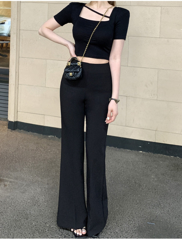Oblique Line Cropped Top