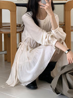 [ Pre-order ] Shirring Cancan Midi Dress