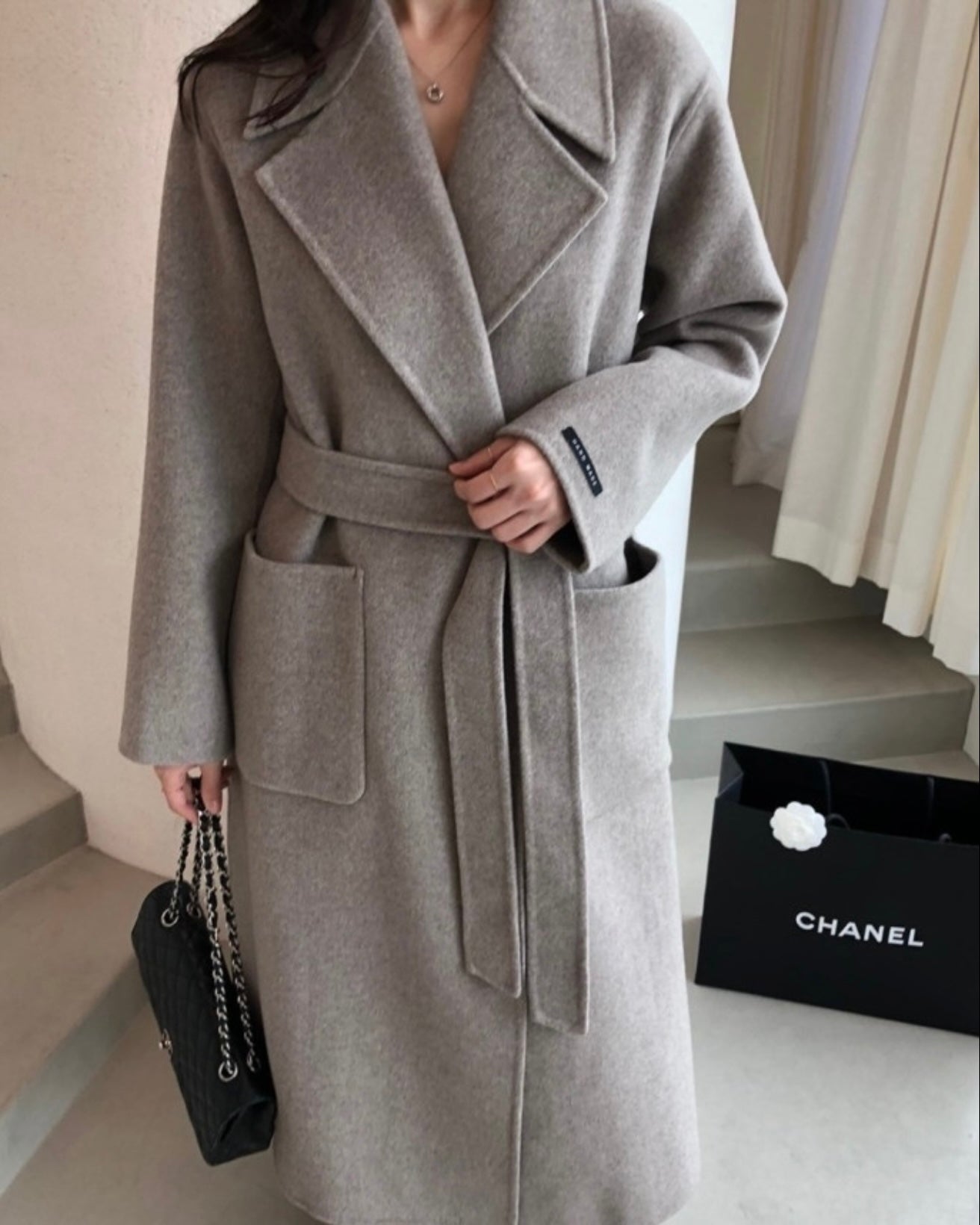 French Grey 90% Wool Coat