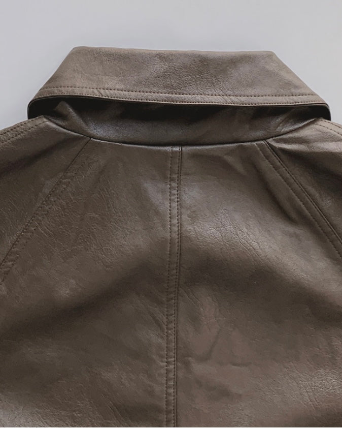 Roel Leather Half Jacket