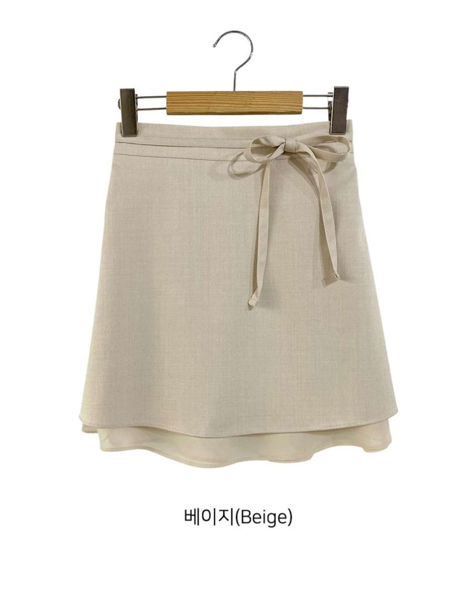 Ribbon Banding Mini Skirt
