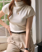Salmon Half Turtleneck Knit Top