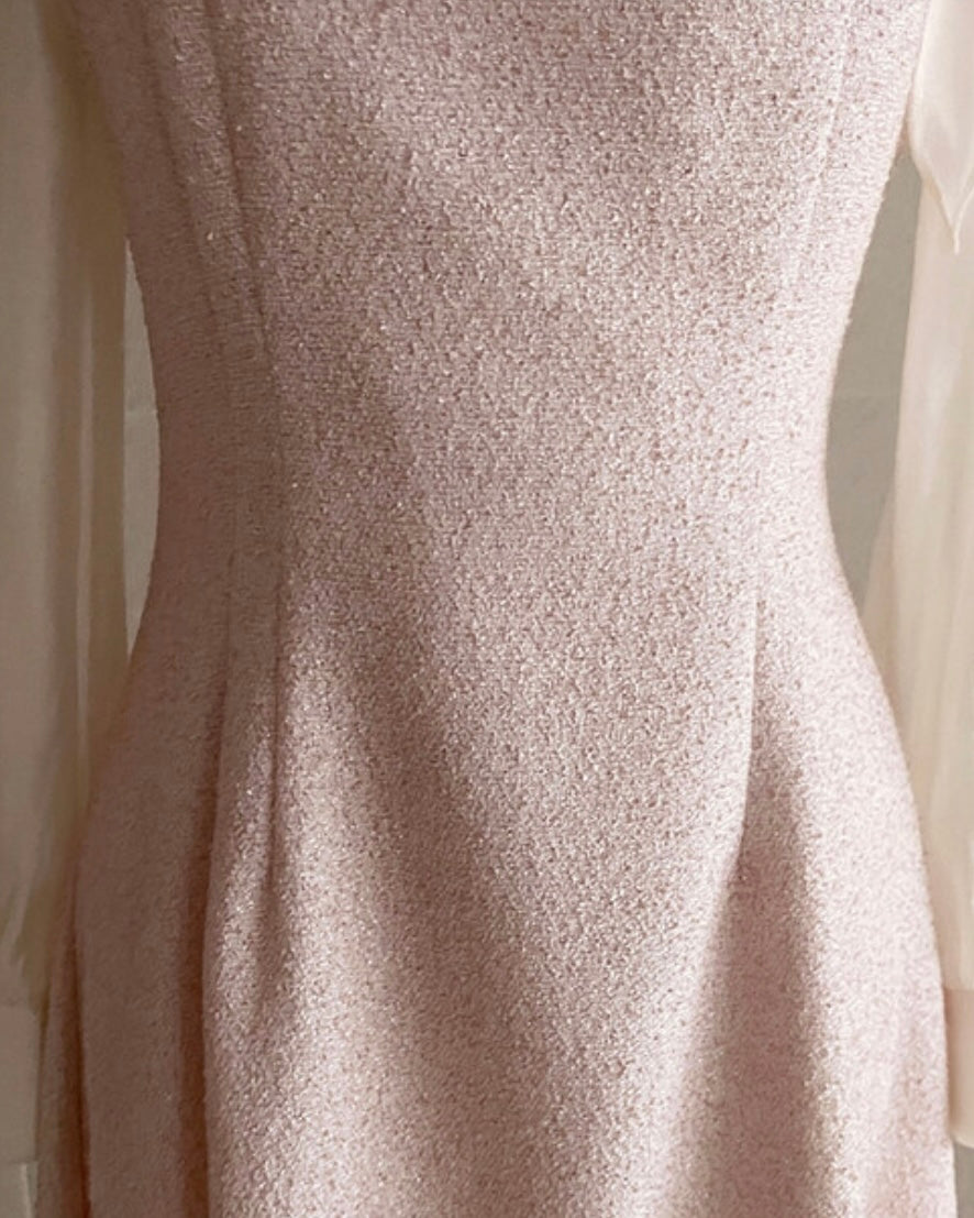 [ Pre-order ] Amelie Pearl Tweed Dress