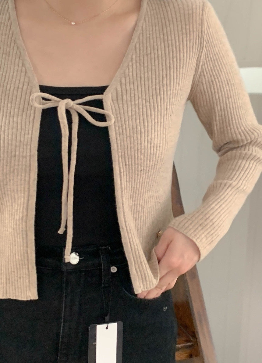 Cashmere Wool Ribbon Cardigan