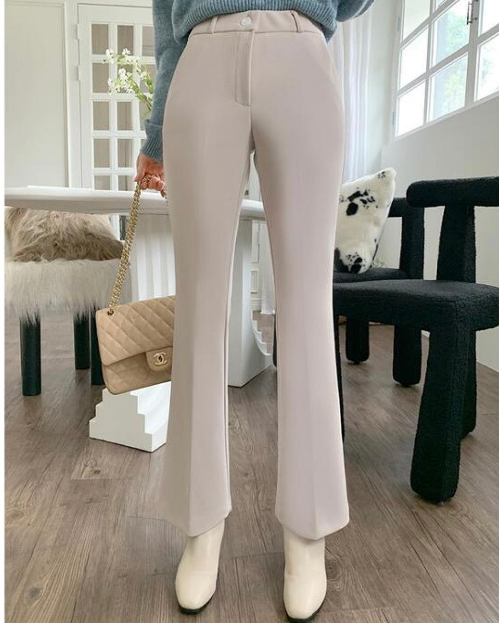 [S,M] Hidden Banding Flared Slacks
