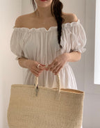Off-Shoulder Back Ribbon Dress