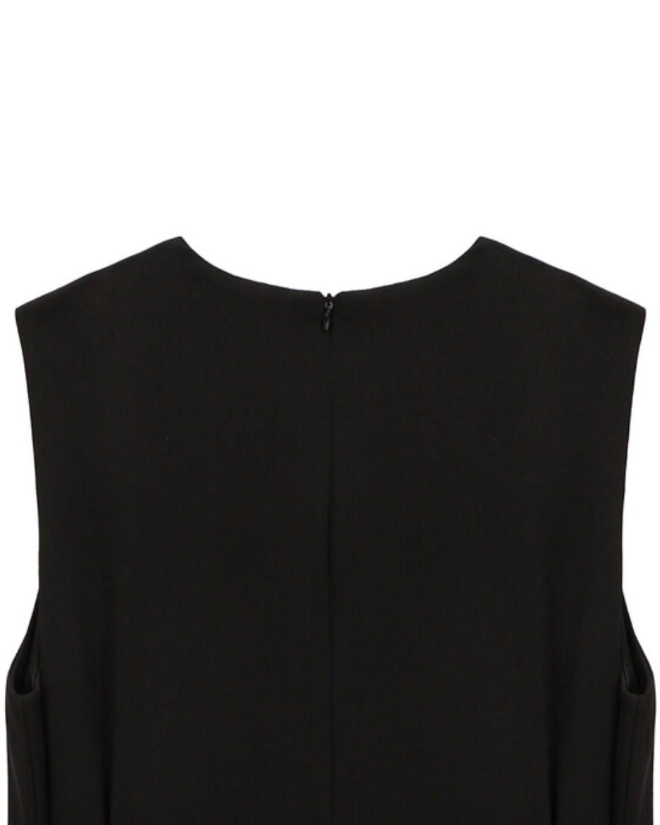 Side Button Sleeveless Long Dress