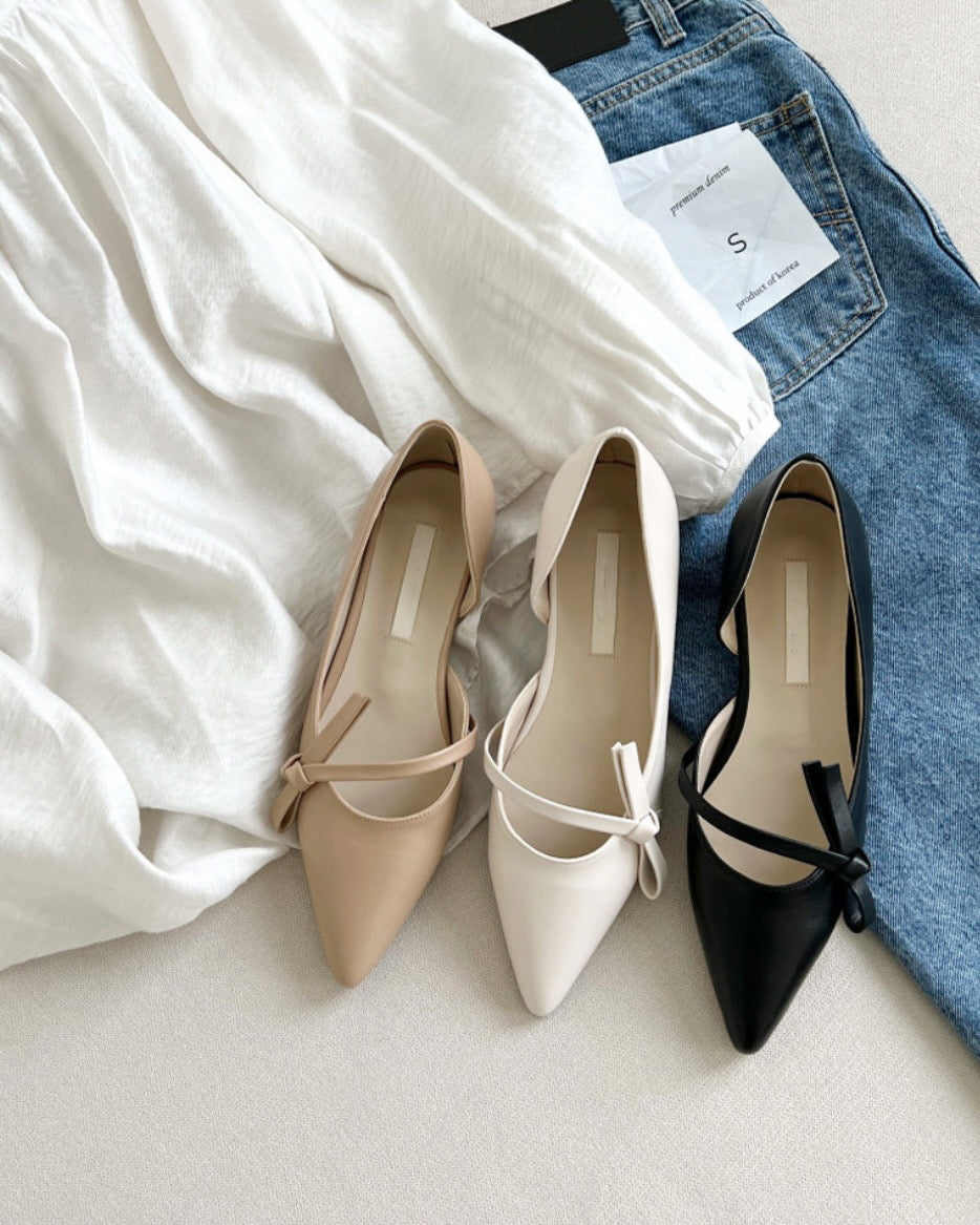 Pre order Ribbon Stiletto Flat Shoes