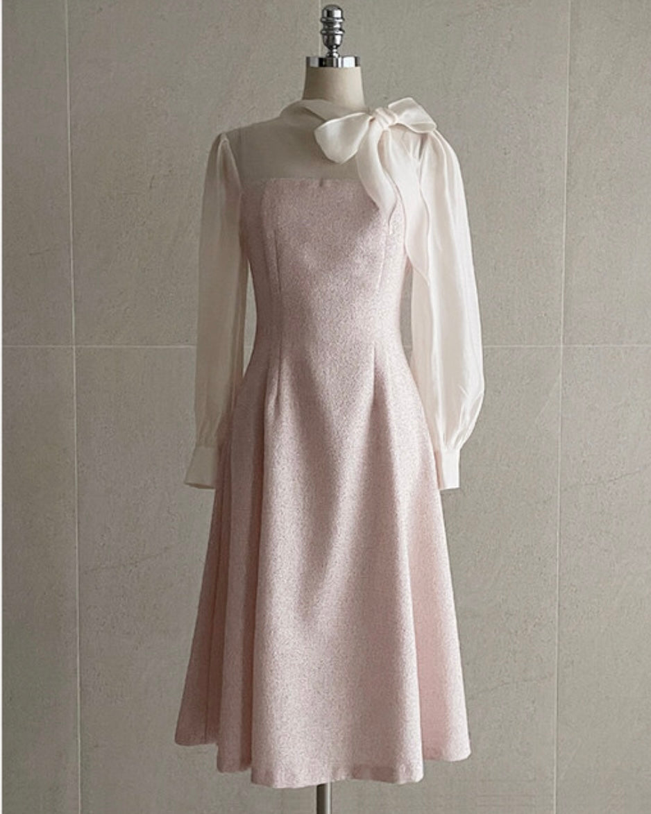 [ Pre-order ] Amelie Pearl Tweed Dress