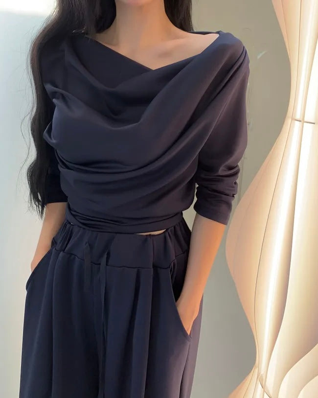 Shirring Elbow Sleeve Blouse