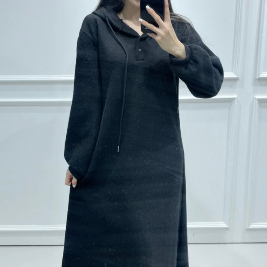Fleece Hoodie Long Dress