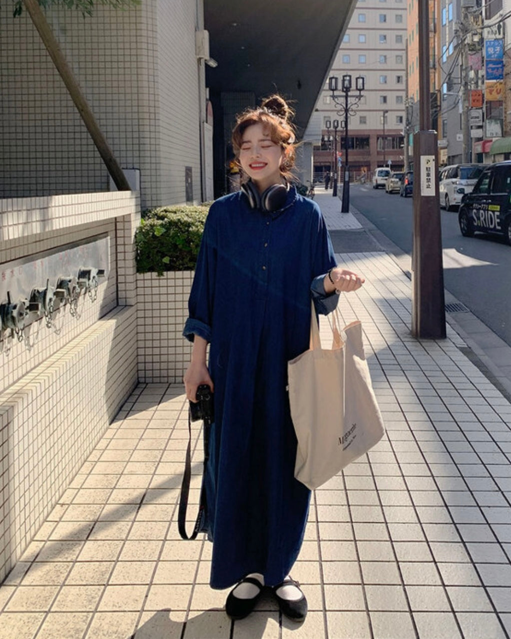 Denim Overfit Maxi Dress