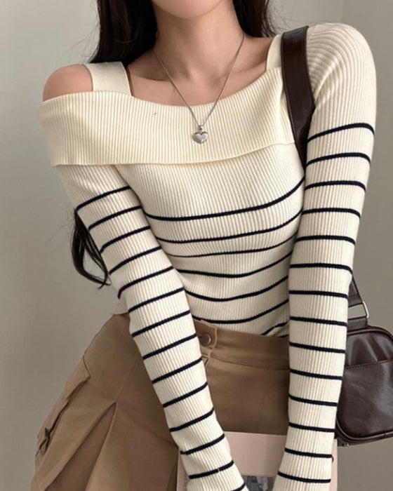 Mia Unbalanced Off-Shoulder Knit Top