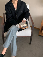Black 100% Wool Jacket with Padded Vest