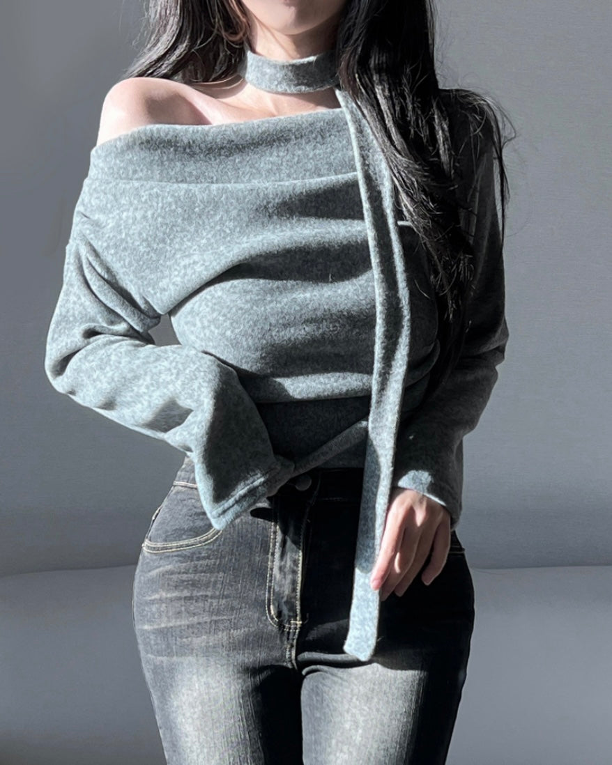 Brushed Shirring Tie Knit