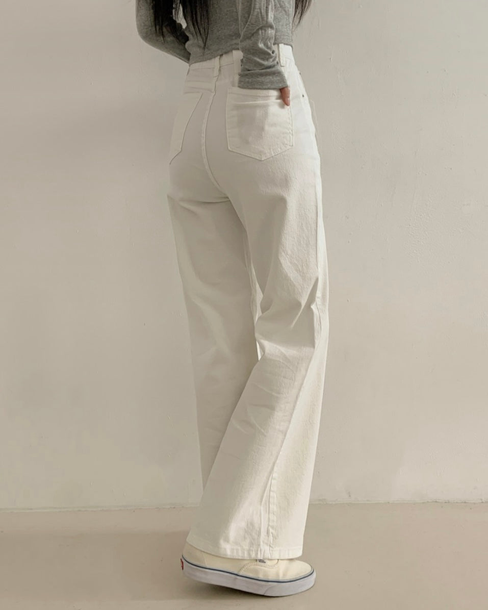 [S,M,L] High-Waist Stretchy Flared Cotton Pants