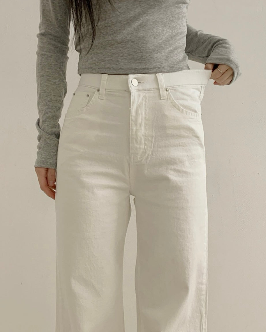 [S,M,L] High-Waist Stretchy Flared Cotton Pants