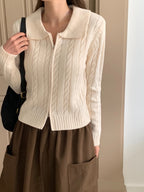 Cable Knit Zip-Up Cardigan