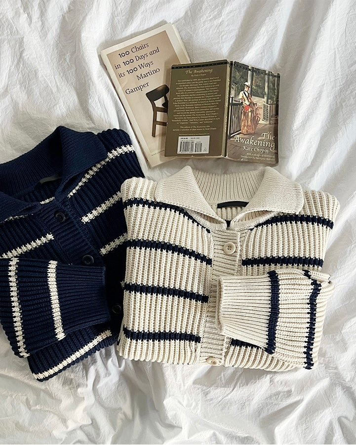 Striped Collor Cardigan