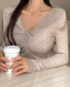 Vivian Twist V-Neck Knit Top