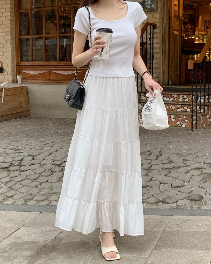 Shiny Cancan Maxi Skirt