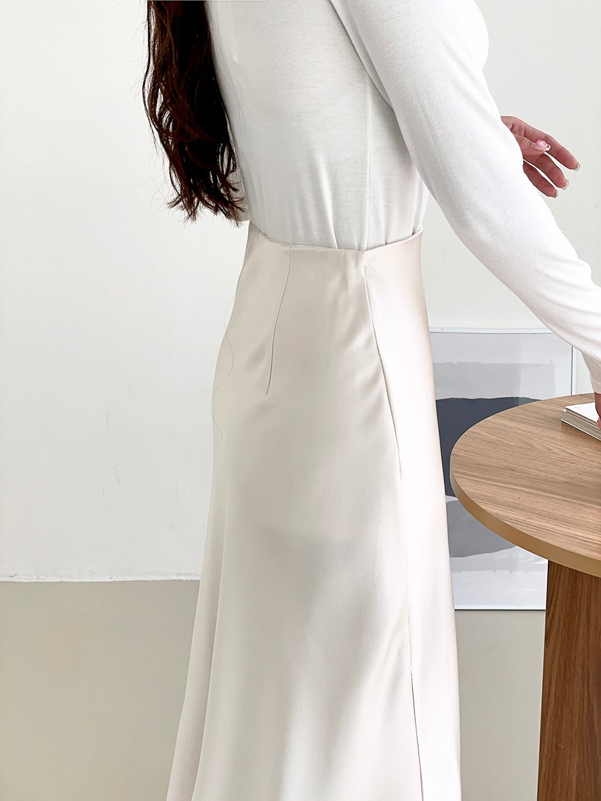 Hidden Banding Satin Maxi Skirt