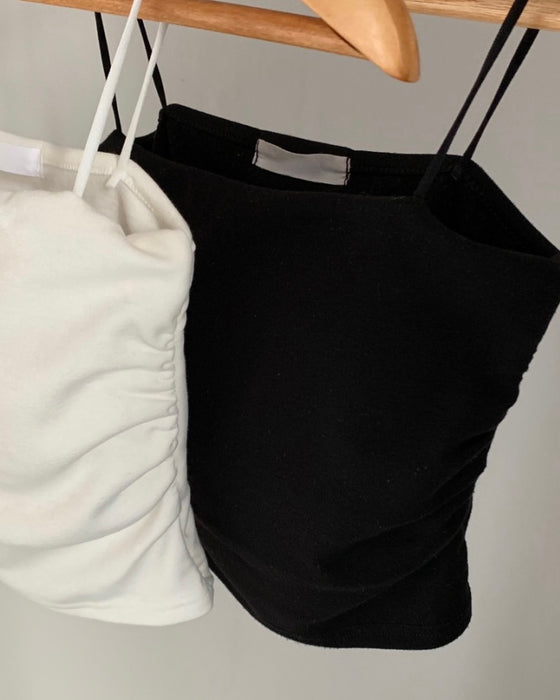 Brushed Shirring Camisole with Built-in Bra