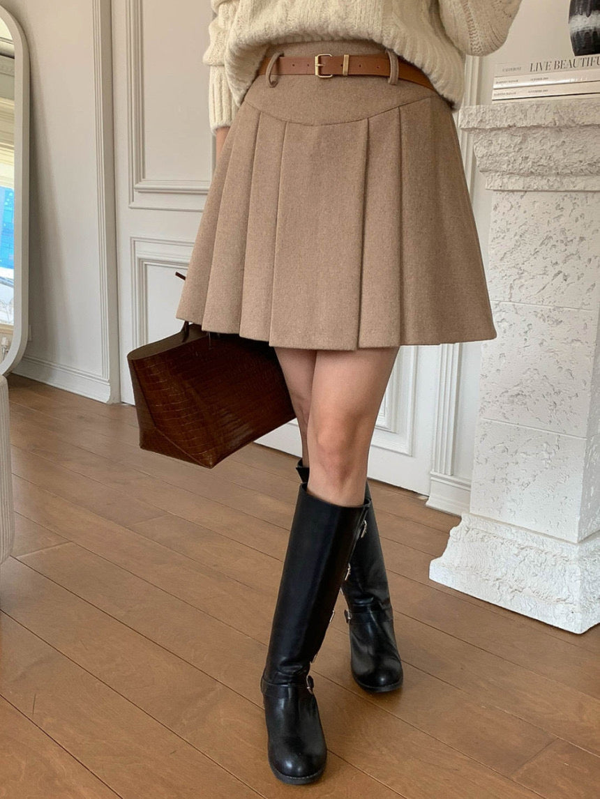 [S,M] Tommy Wool Skirt + Belt